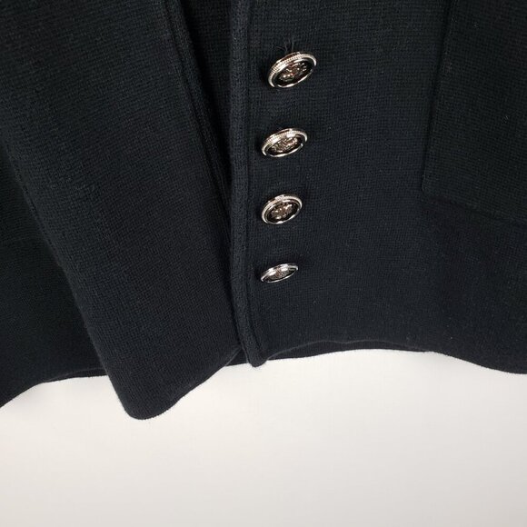 Quince Organic Cotton Knit Blazer Black Open Front Pockets Womens Size Medium - Picture 6 of 8